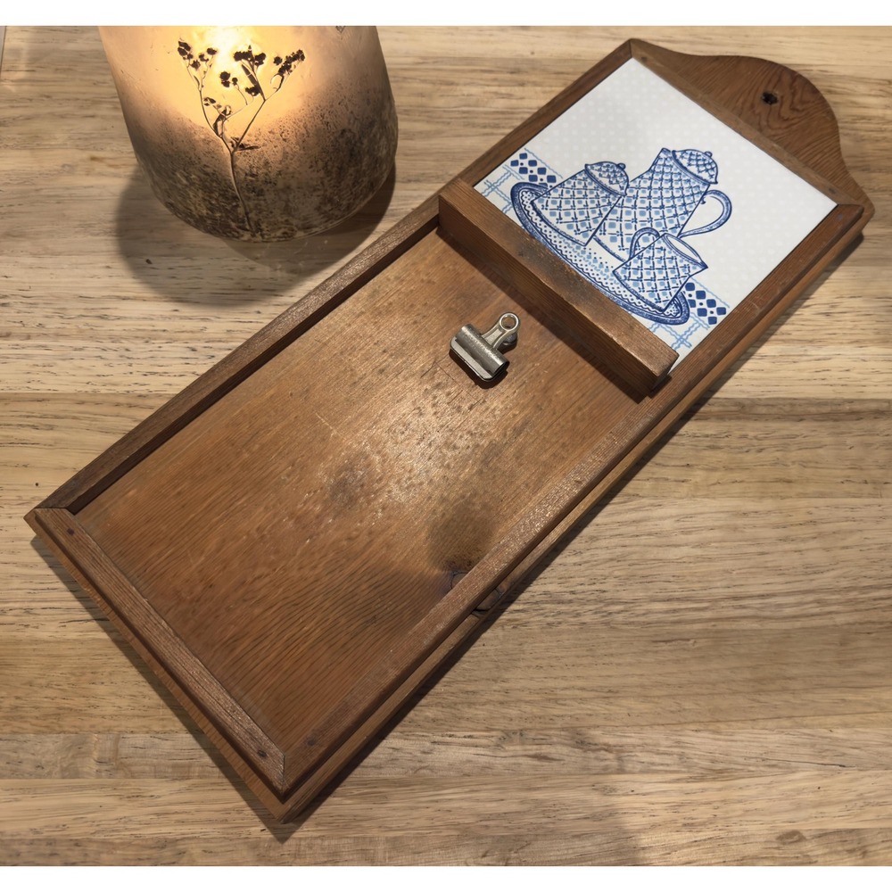 Wood Recipe Card Holder Memo Board – Hanging Kitchen Organizer Rustic 19.5x17.25